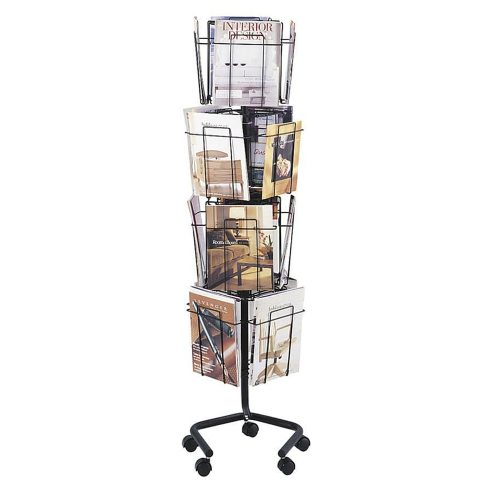 Safco Wire Rotary Literature Display, 61 1/4inH x 15inW x 15inD, 16 Pockets, Charcoal