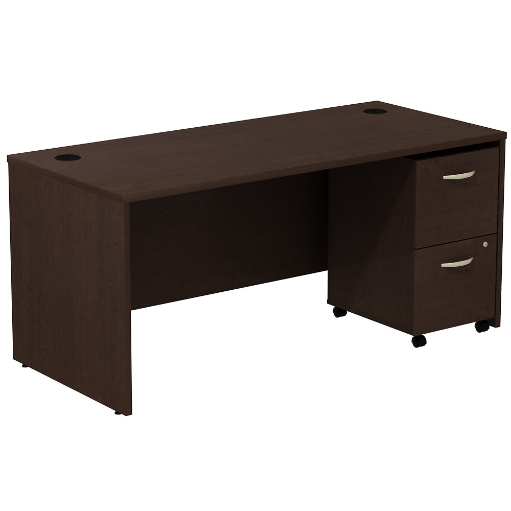 Bush Business Furniture Components 66inW Computer Desk With 2-Drawer Mobile Pedestal, Mocha Cherry, Standard Delivery