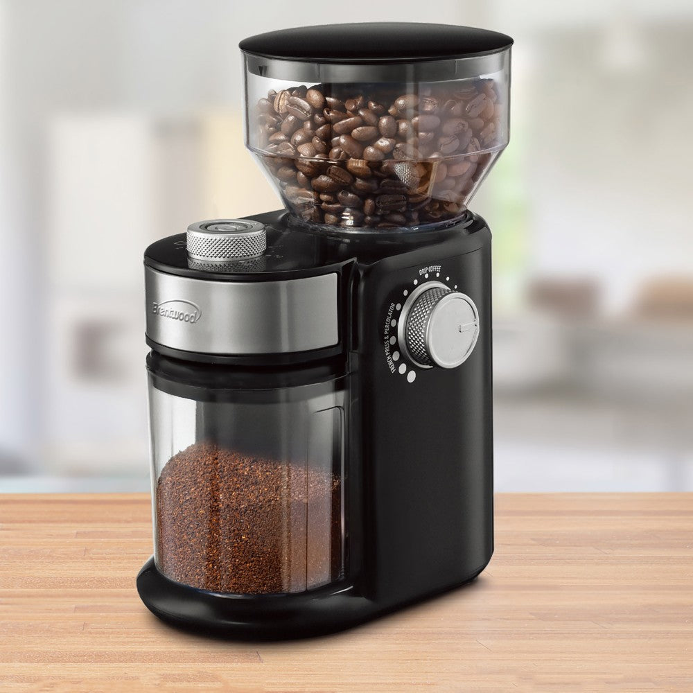 Brentwood 8 Oz Automatic Burr Coffee Bean Grinder Mill, Black