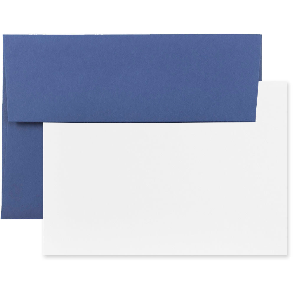 JAM Paper Stationery Set, 4 3/4in x 6 1/2in, Presidential Blue/White, Set Of 25 Cards And Envelopes