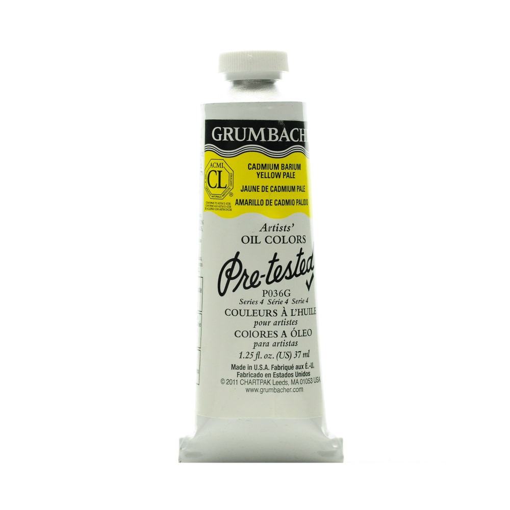 Grumbacher P036 Pre-Tested Artists Oil Colors, 1.25 Oz, Cadmium Barium Yellow Pale