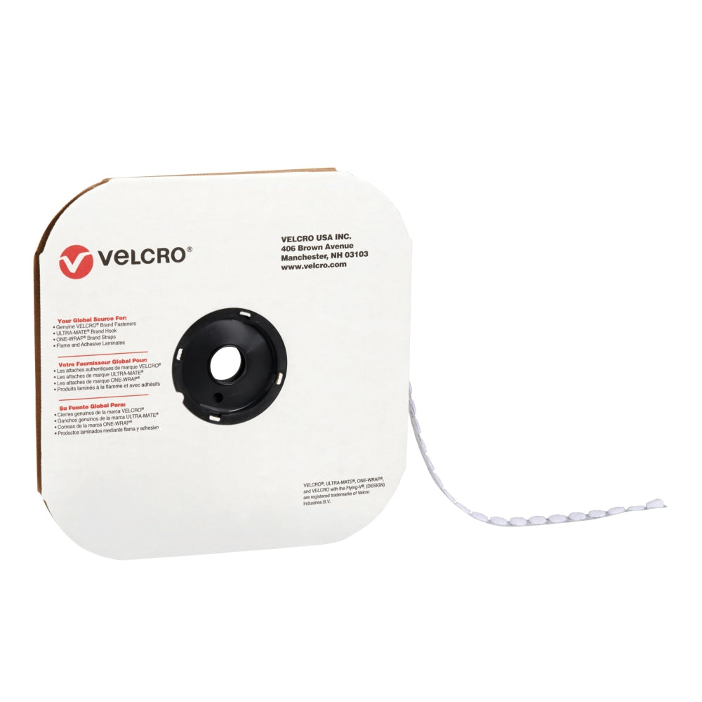 VELCRO Brand Tape Dots, Loop, 3/4in, White, Pack Of 1,028 Dots