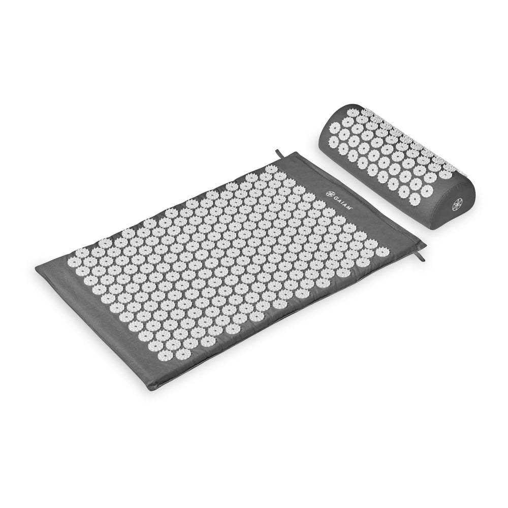 Gaiam Acupressure Mat With Pillow, 30inH x 16inW x 1inD, Gray