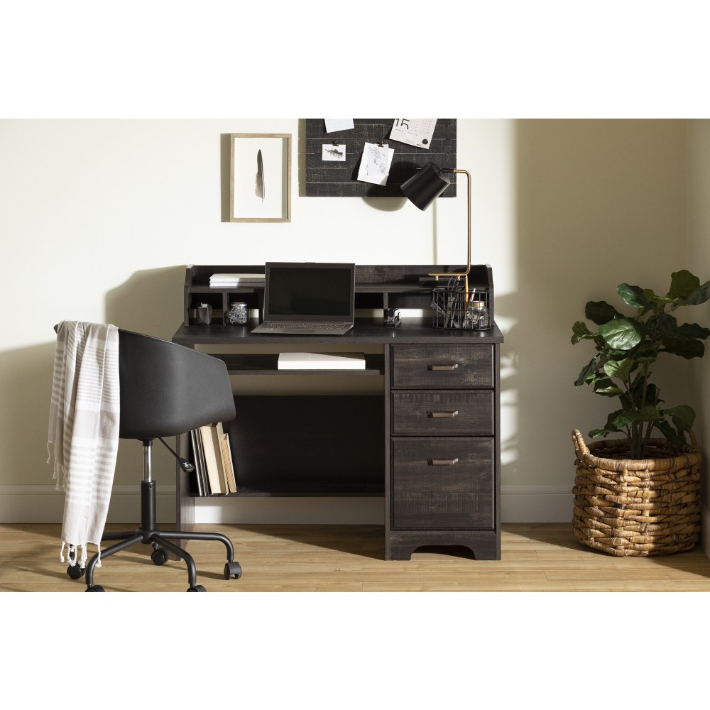 South Shore Versa 45inW Computer Desk With Hutch, Rubbed Black