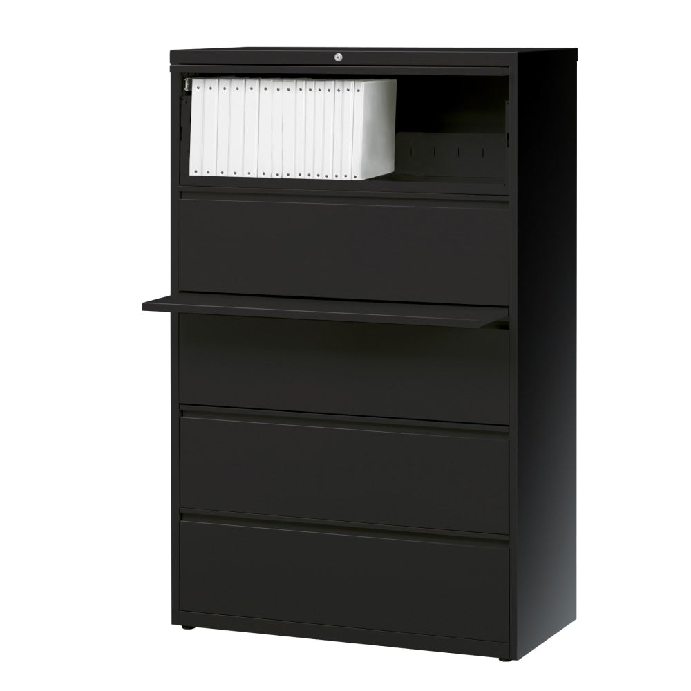 WorkPro 36inW x 18-5/8inD Lateral 5-Drawer File Cabinet, Black