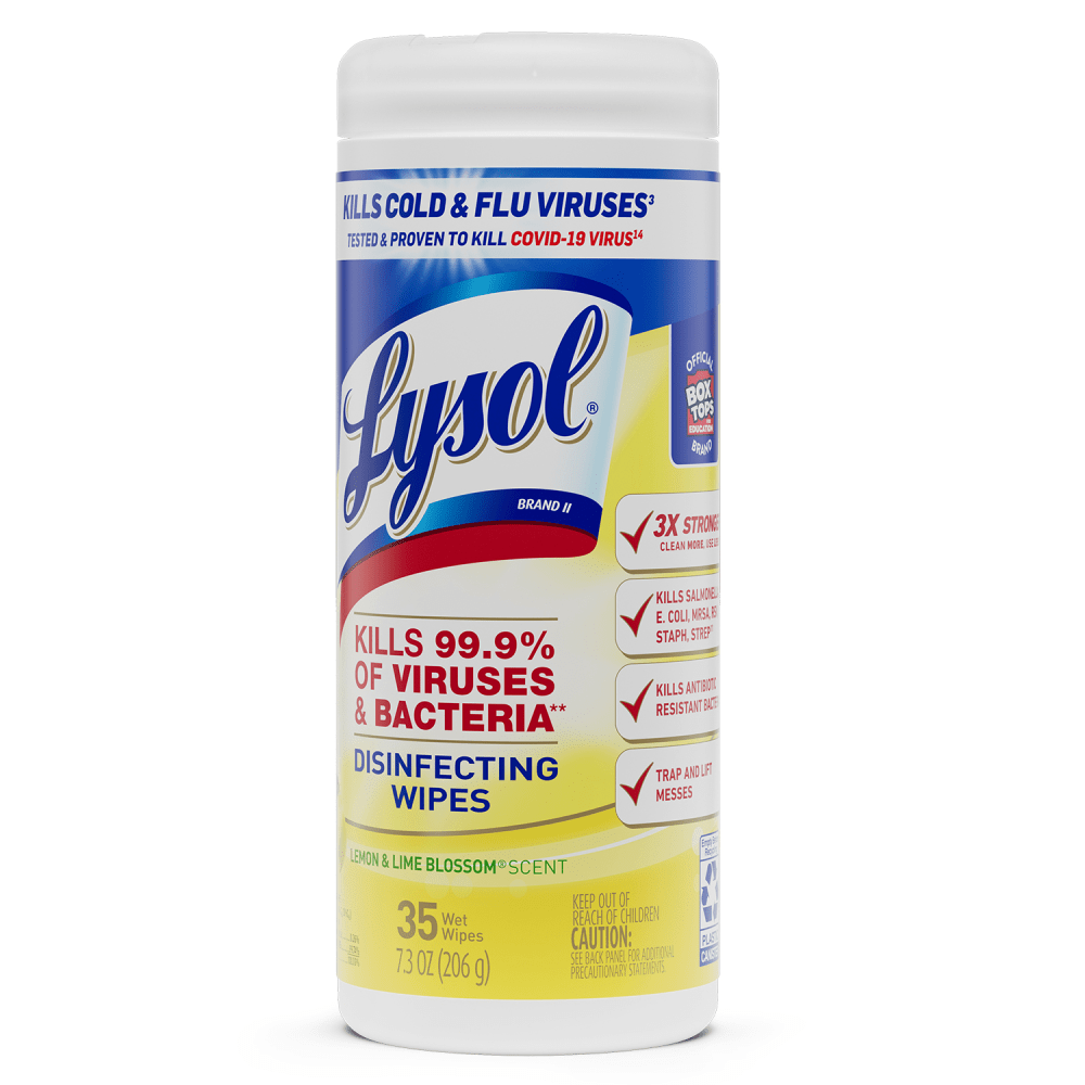 Lysol Disinfecting Wipes, Lemon & Lime Blossom Scent, Tub Of 35