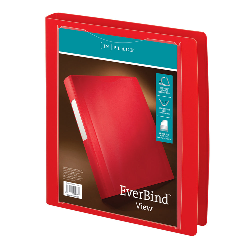 Office Depot Brand EverBind View 3-Ring Binder, 1in D-Rings, Red