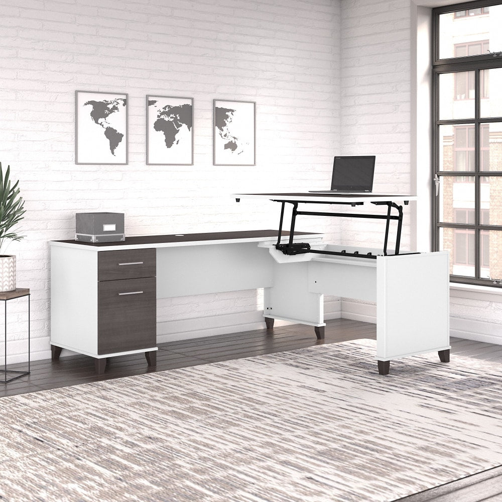 Bush Furniture Somerset 72inW 3-Position Sit-to-Stand L-Shaped Desk, Storm Gray/White, Standard Delivery