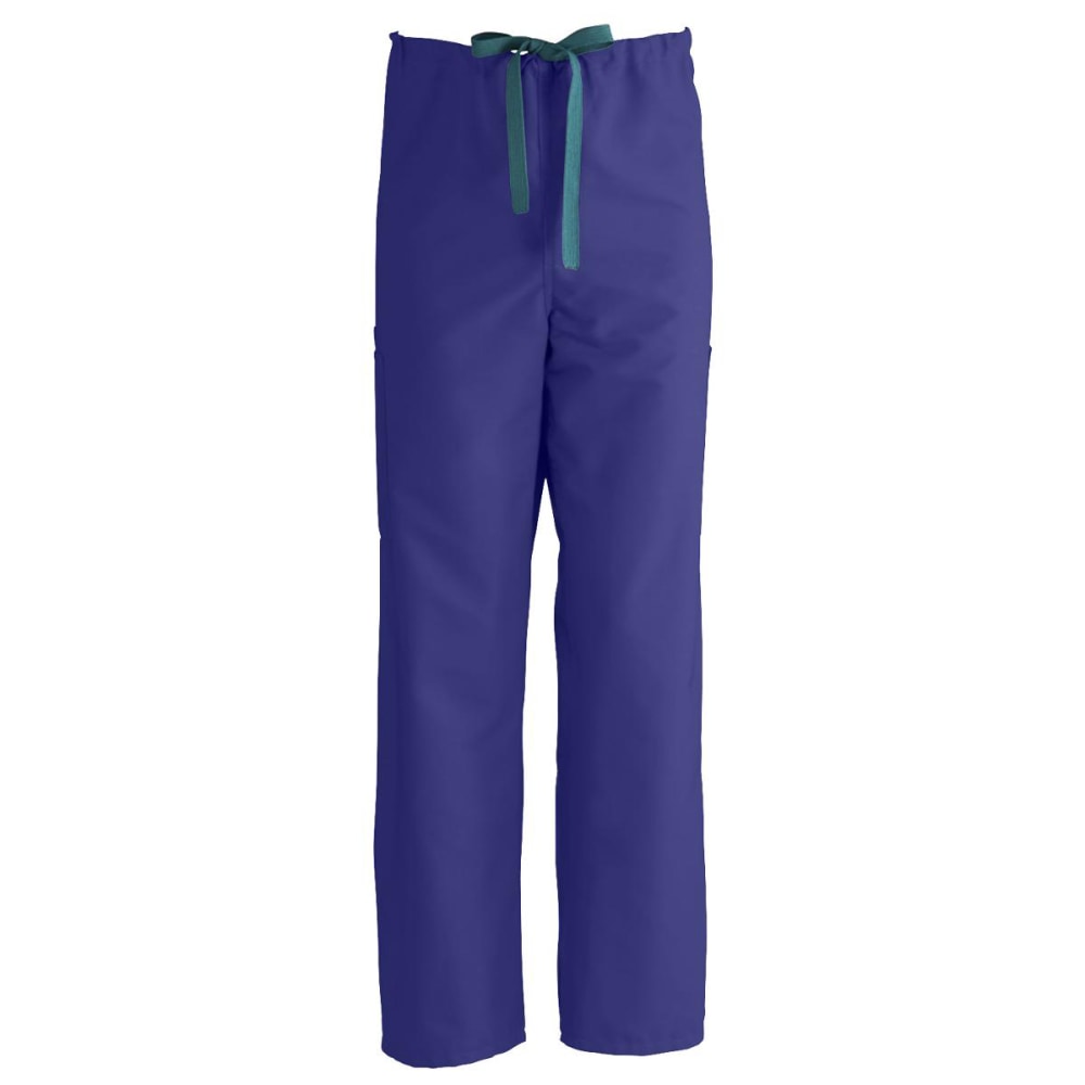 Medline ComfortEase Unisex Tall Non-Reversible Drawstring Cargo Scrub Pants, Small, Purple