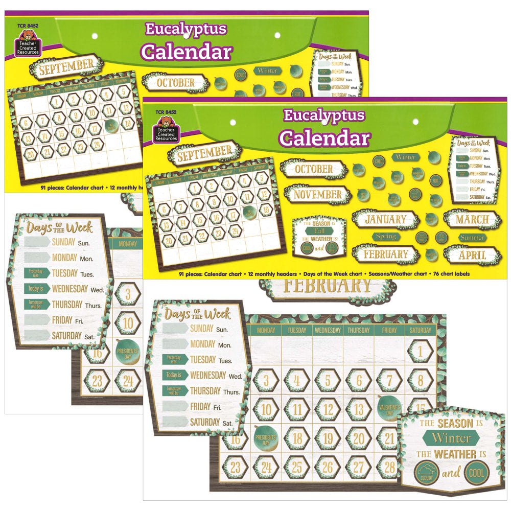 Teacher Created Resources Eucalyptus Calendar Bulletin Board Sets, Pack Of 2