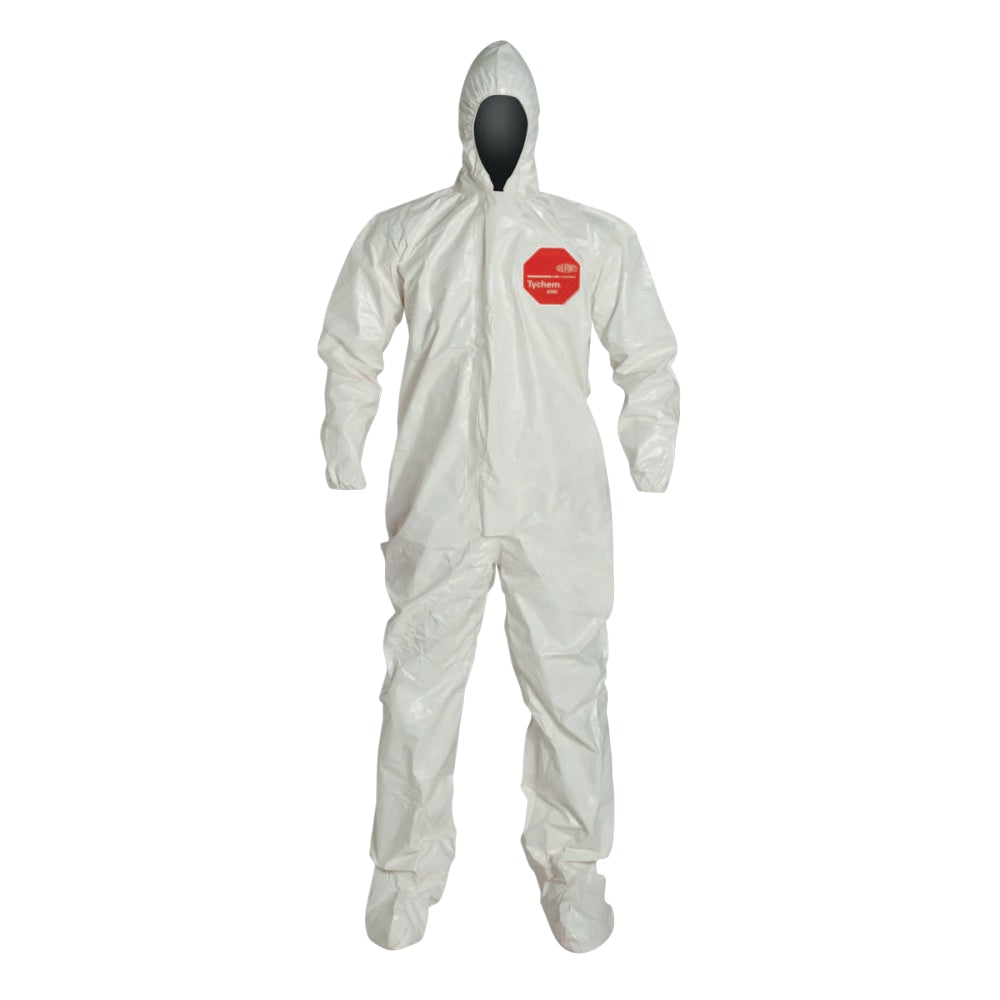 DuPont Tychem SL Coveralls With Hood, 3XL, White, Pack Of 12