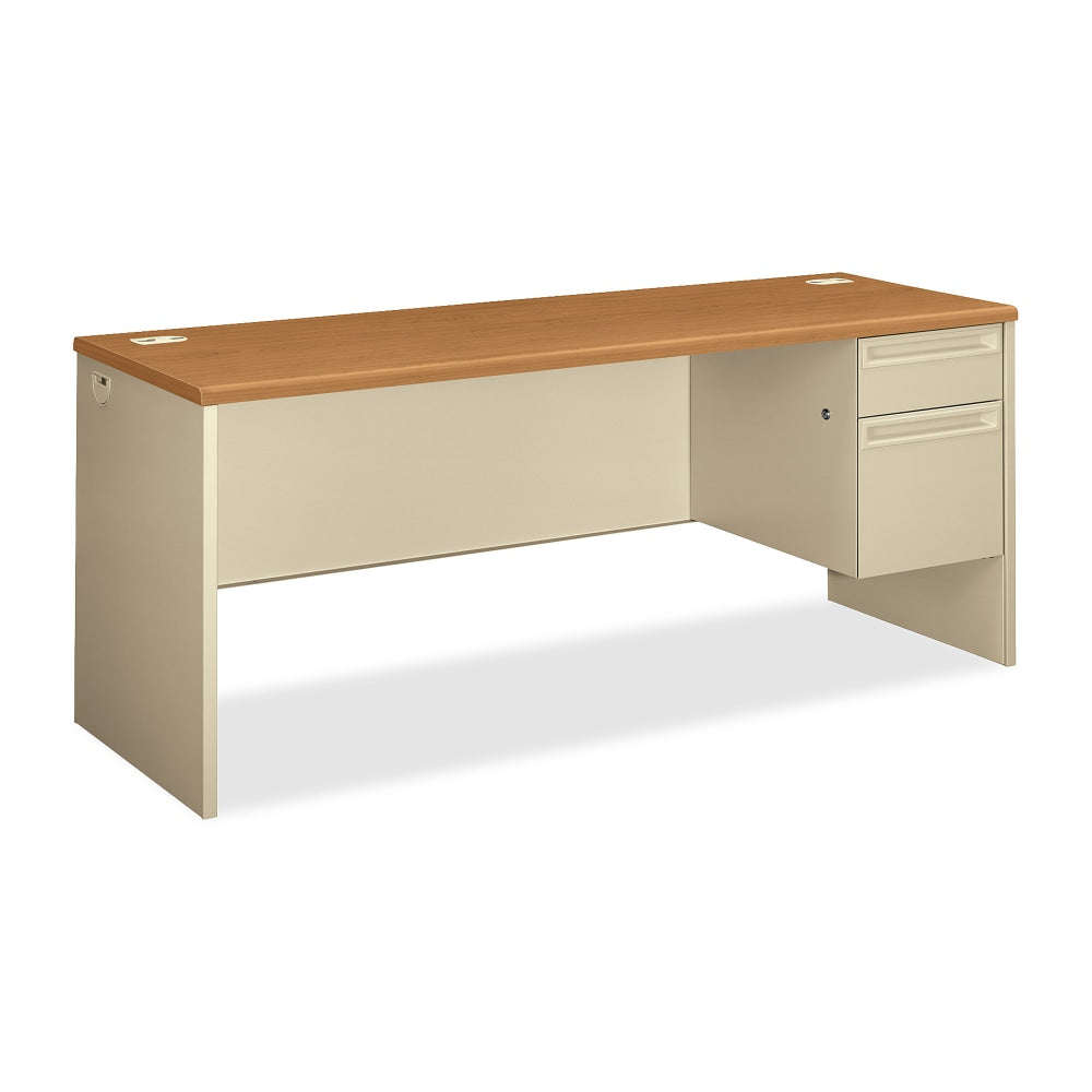 HON 38000 72inW Right-Pedestal Computer Desk Credenza With Lock, Harvest/Putty