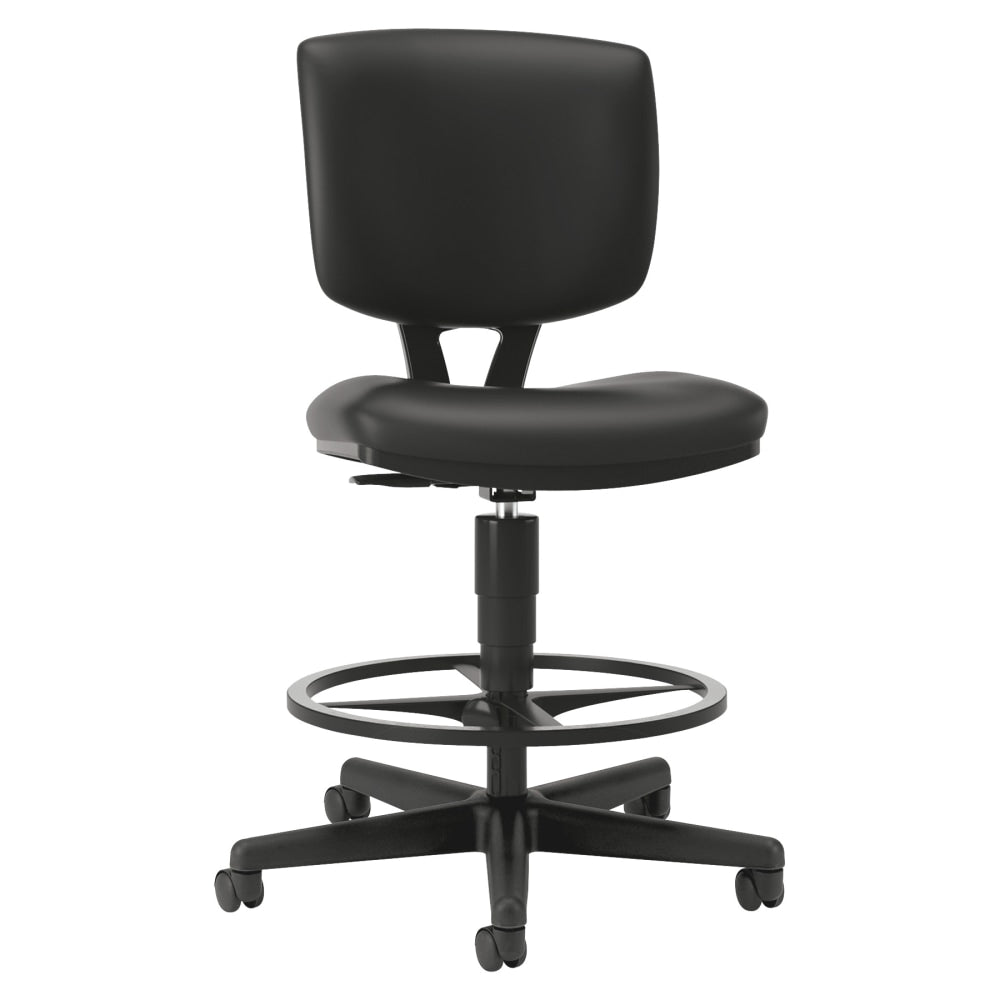 HON Volt Bonded Leather Task Stool, Extended Height And Foot Ring, Black