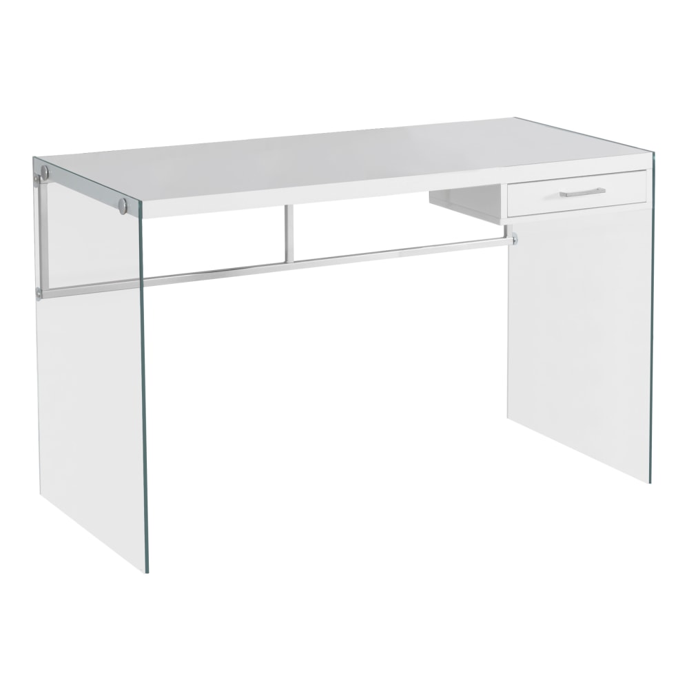 Monarch Specialties 48inW Computer Desk With Glass Base, White