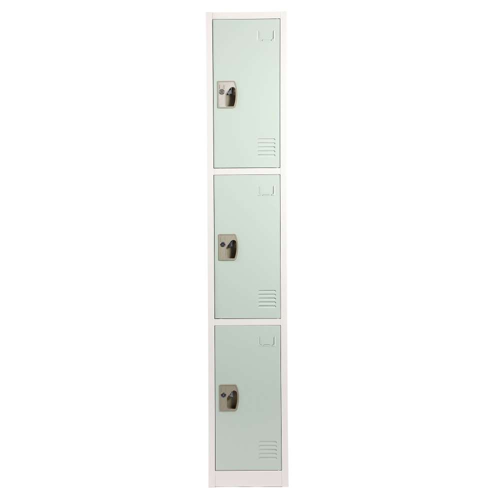 Alpine Large 3-Tier Steel Locker, 72inH x 12inW x 12inD, Misty Green