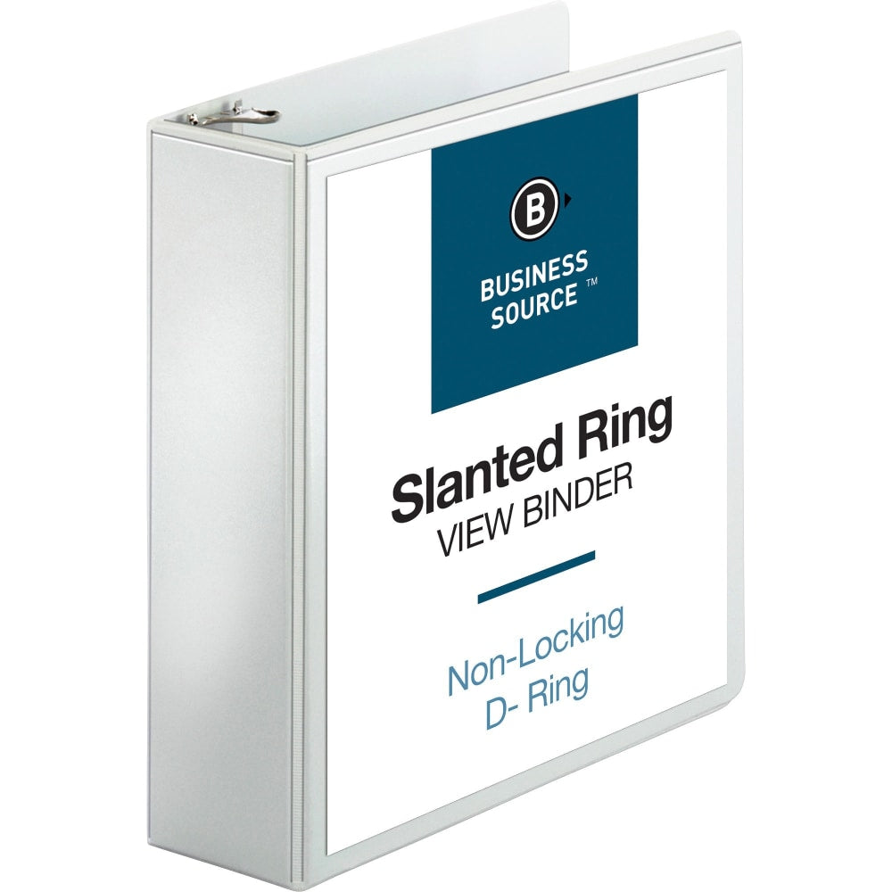 Business Source Basic View 3-Ring Binder, 3in D-Rings, White