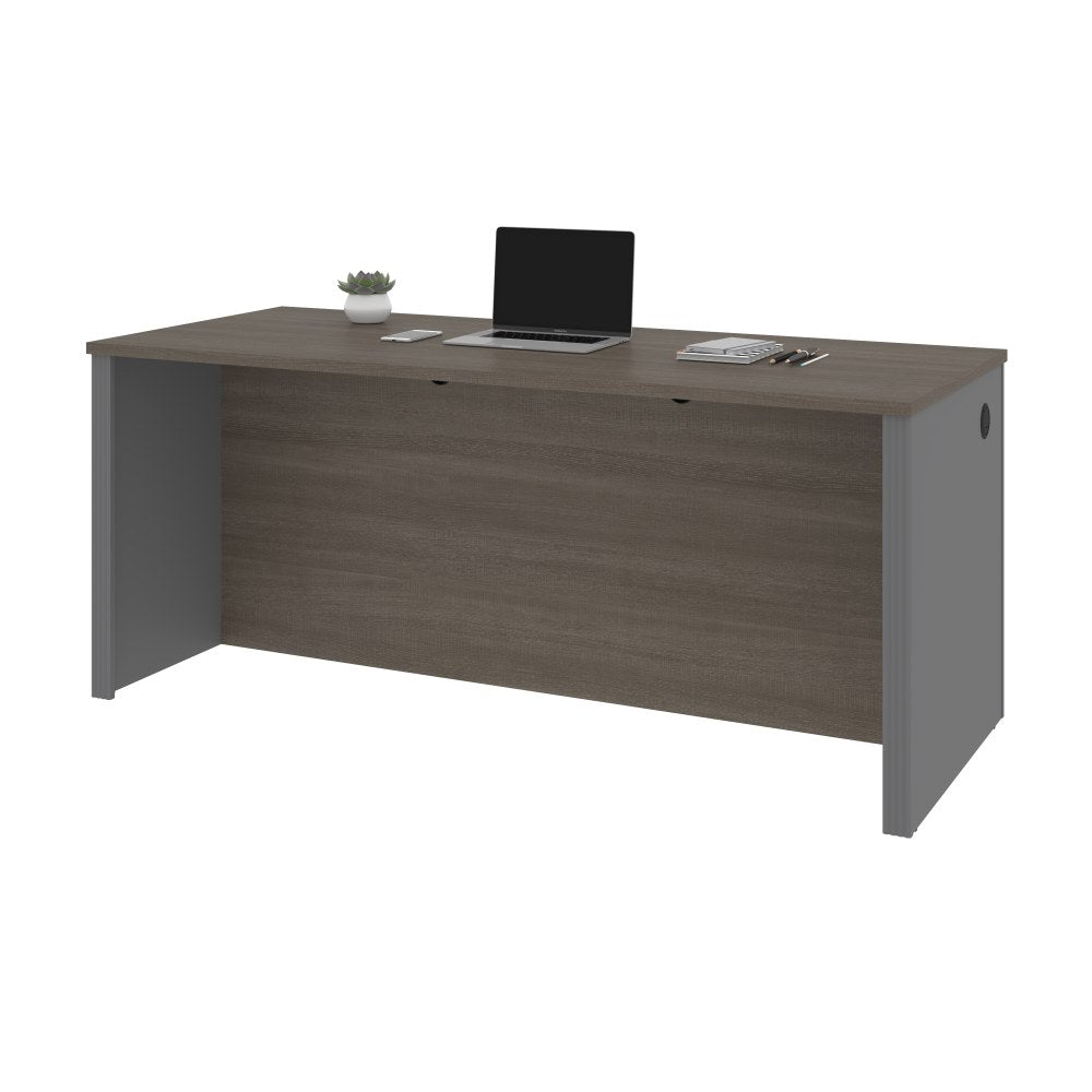 Bestar Prestige + 72inW Computer Desk Shell, Bark Gray/Slate