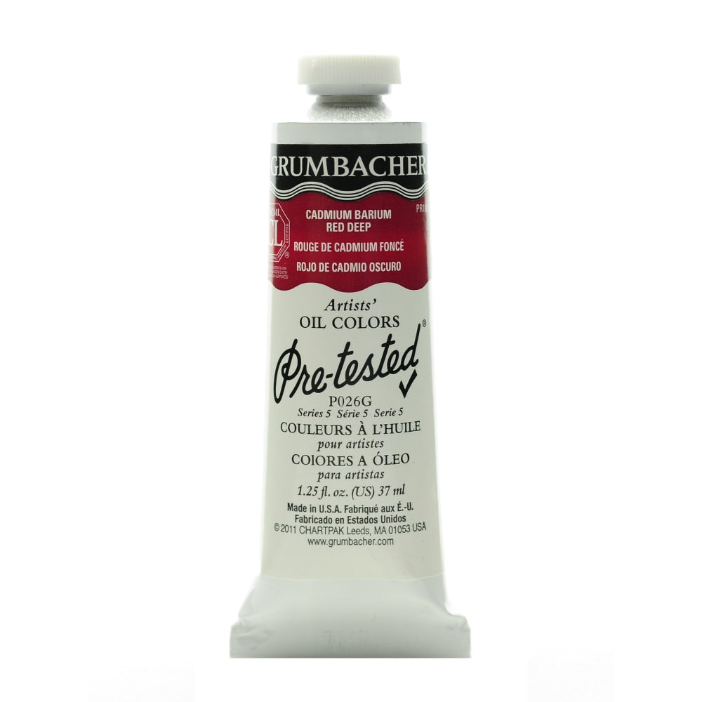 Grumbacher P026 Pre-Tested Artists Oil Colors, 1.25 Oz, Cadmium Barium Red Deep