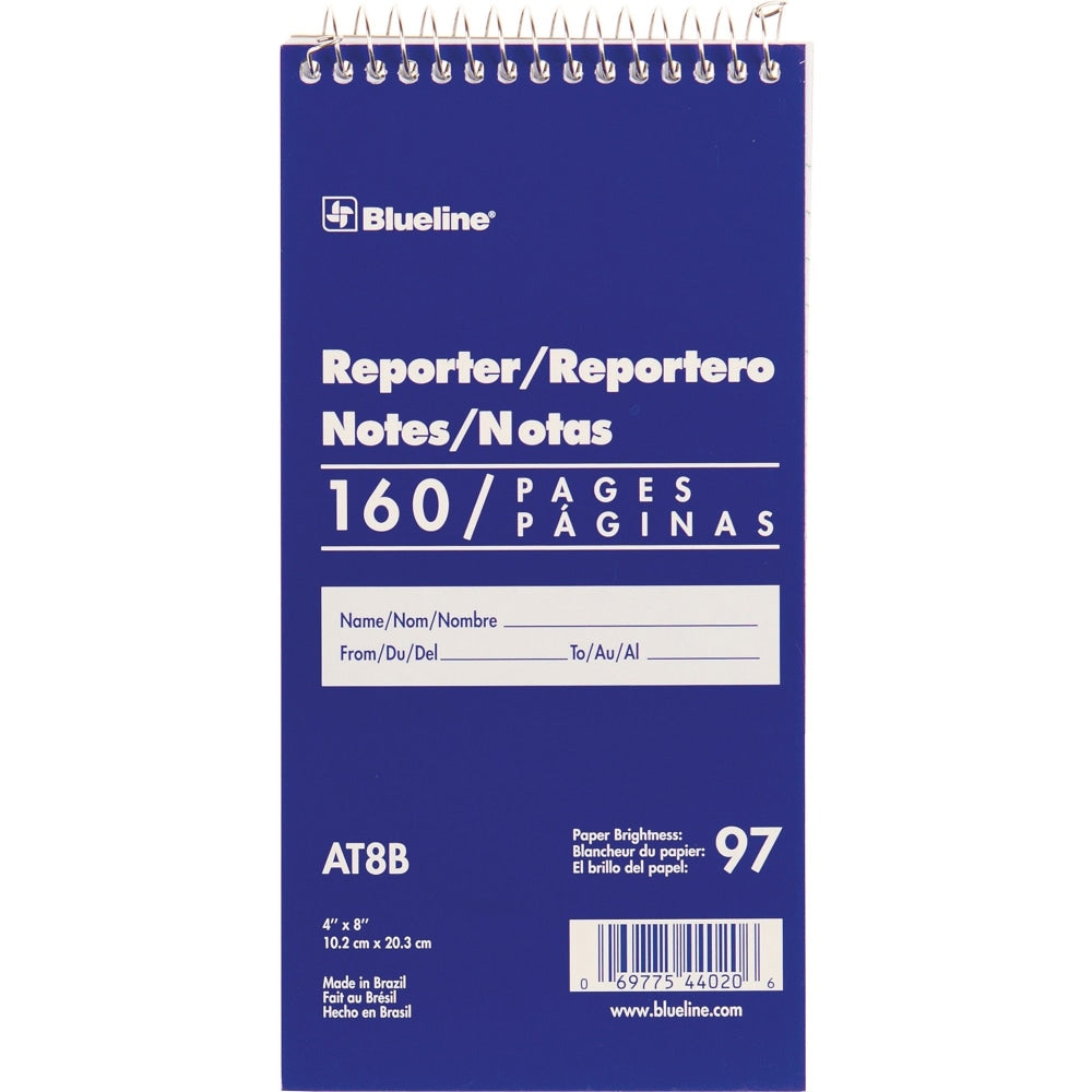 Blueline Reporter Spiral Notebook, 4in x 8in, 160 Sheets, White