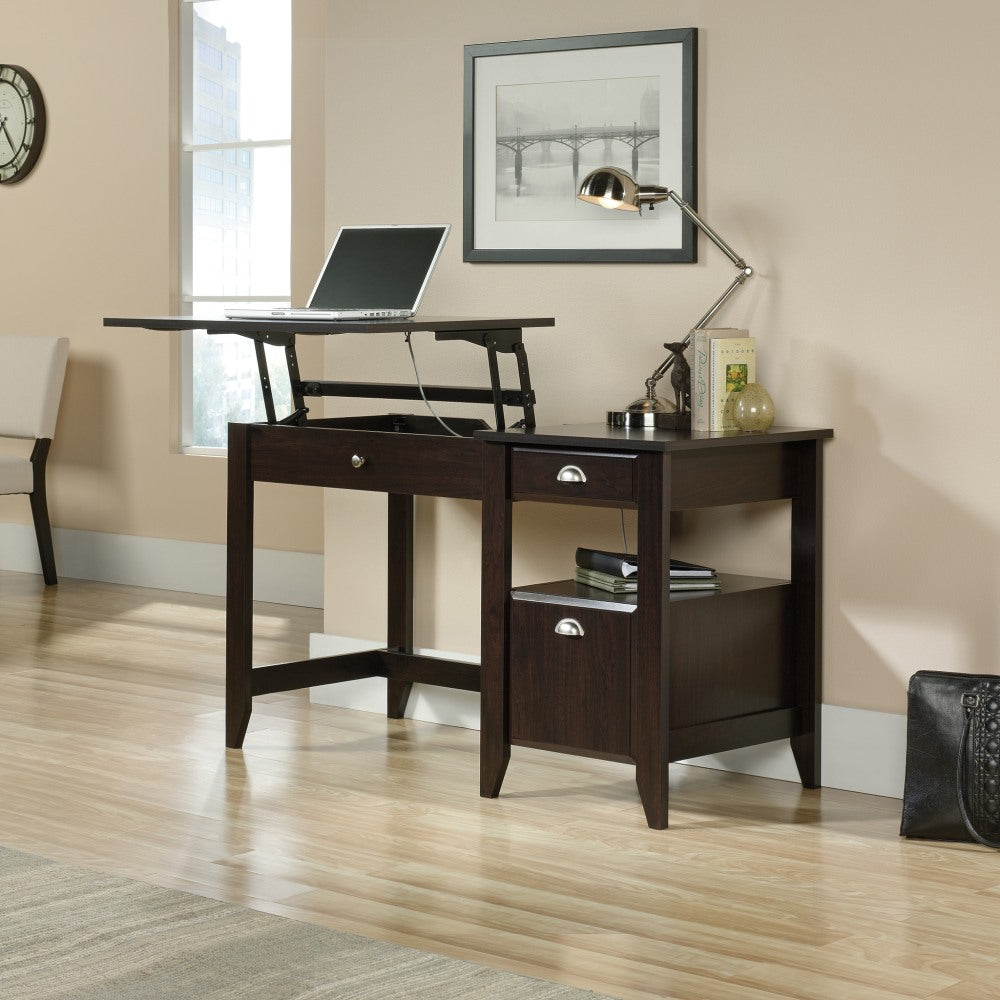 Sauder Shoal Creek 53inW Adjustable Height Standing Desk, Jamocha Wood