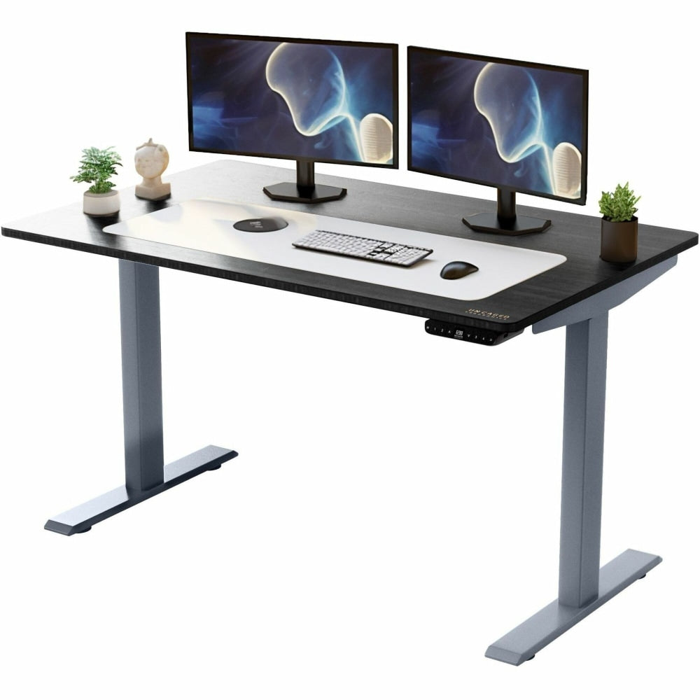 Rise Up Electric 60inW Standing Computer Desk, Black/Gray