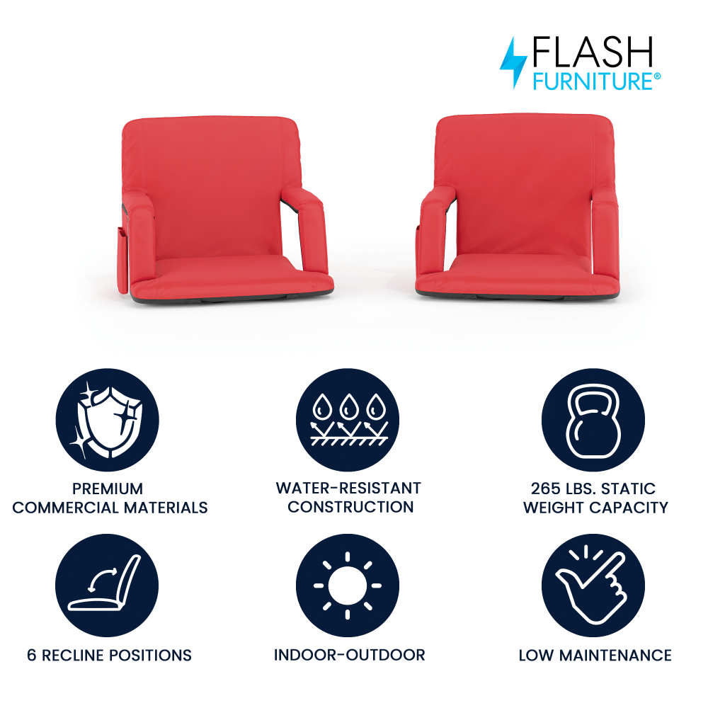 Flash Furniture Stadium Chairs, Red, Pack Of 2 Chairs