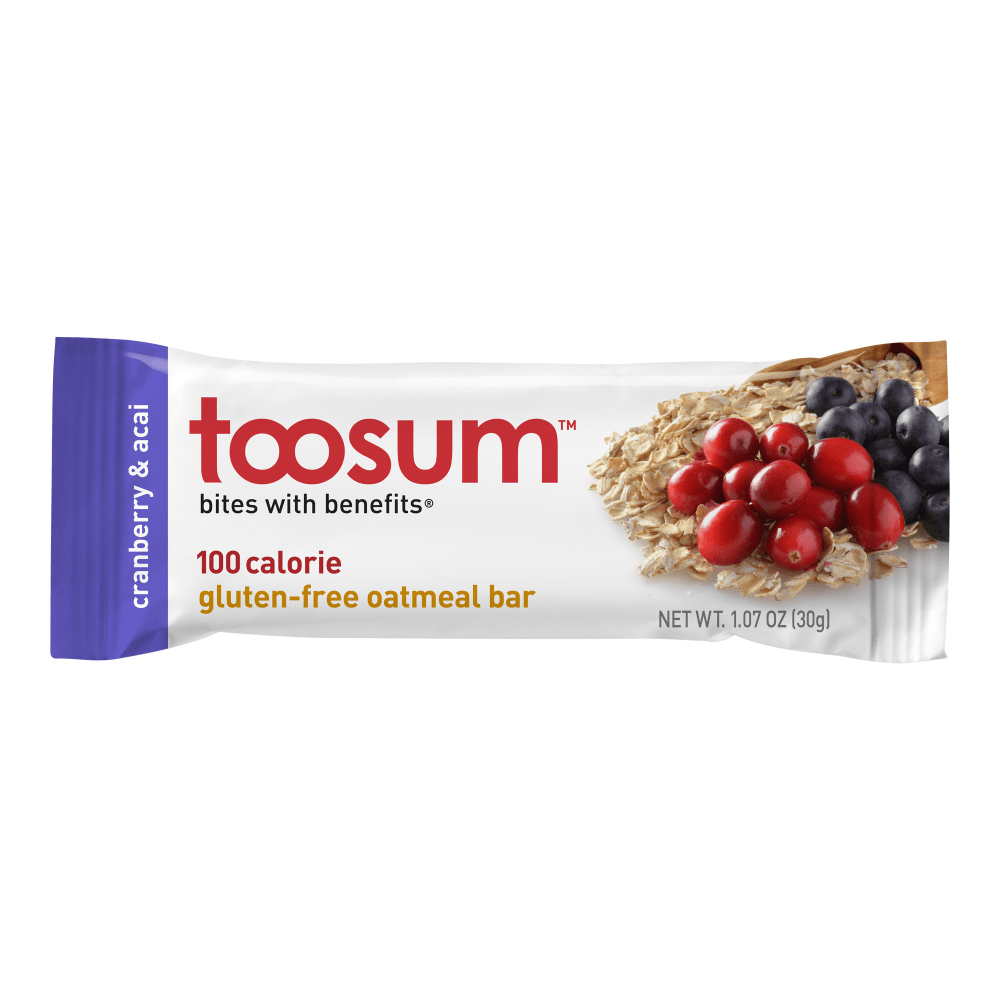 Toosum Healthy Foods Oatmeal Bars, Cranberry and Acai, 1.07 Oz, Pack Of 120 Bars