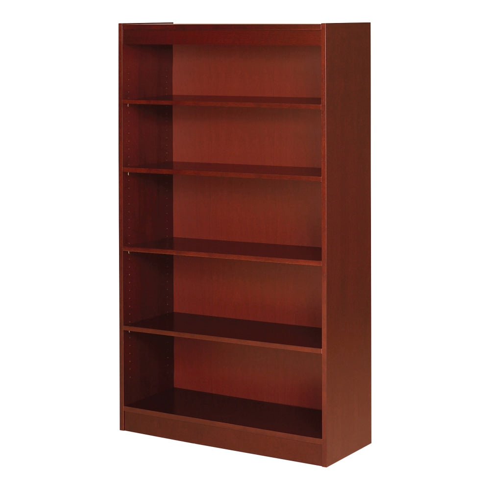 Lorell Veneer Modular Shelving Bookcase, 5-Shelf, 60inH x 36inW x 12inD, Cherry