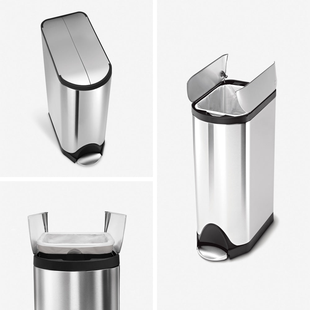 simplehuman Butterfly Step Stainless Steel Trash Can, 4.8 Gallons, Brushed Stainless Steel