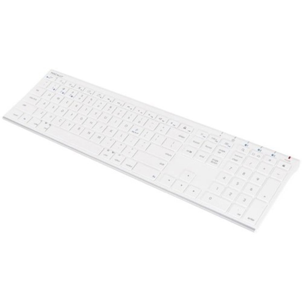 Macally Quick Switch Bluetooth Keyboard for Three Devices - Wireless Connectivity - Bluetooth - 110 Key Multimedia Hot Key(s) - Computer, Tablet, Smartphone - Mac, PC, Android, iOS, Windows - Scissors Keyswitch - Ice White