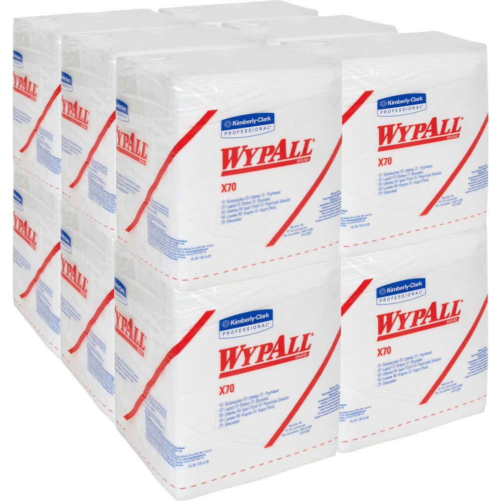 Wypall X70 Wipers - Quarter-fold - 12.50in x 12in - White - Long Lasting, Durable, Reusable, Absorbent - For Manufacturing - 76 Per Pack - 12 / Carton