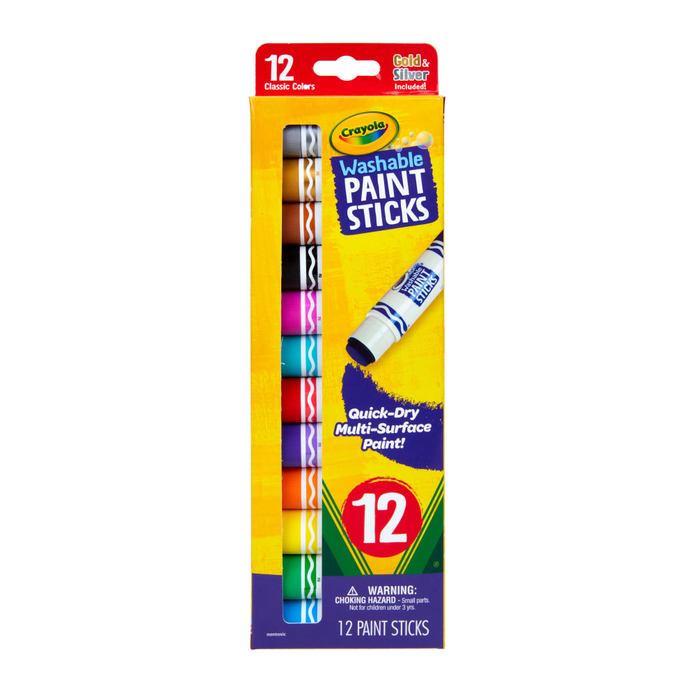 Crayola Washable Paint Sticks, Assorted Colors, Pack Of 12 Sticks