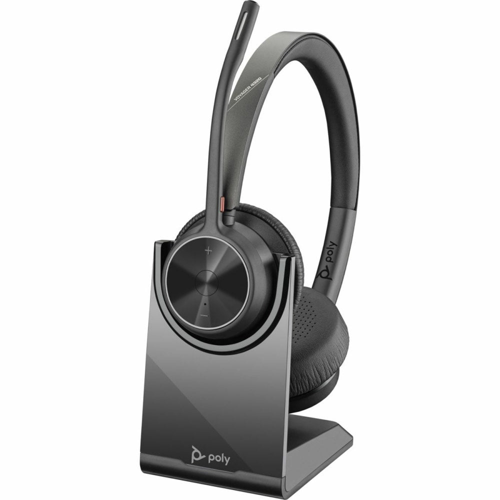 Poly Voyager 4320 USB-C with charge stand Headset - Siri, Google Assistant - Stereo - USB Type A, USB Type C - Wired/Wireless - Bluetooth - 164 ft - 20 Hz - 20 kHz - On-ear - Binaural - Ear-cup - 4.92 ft Cable