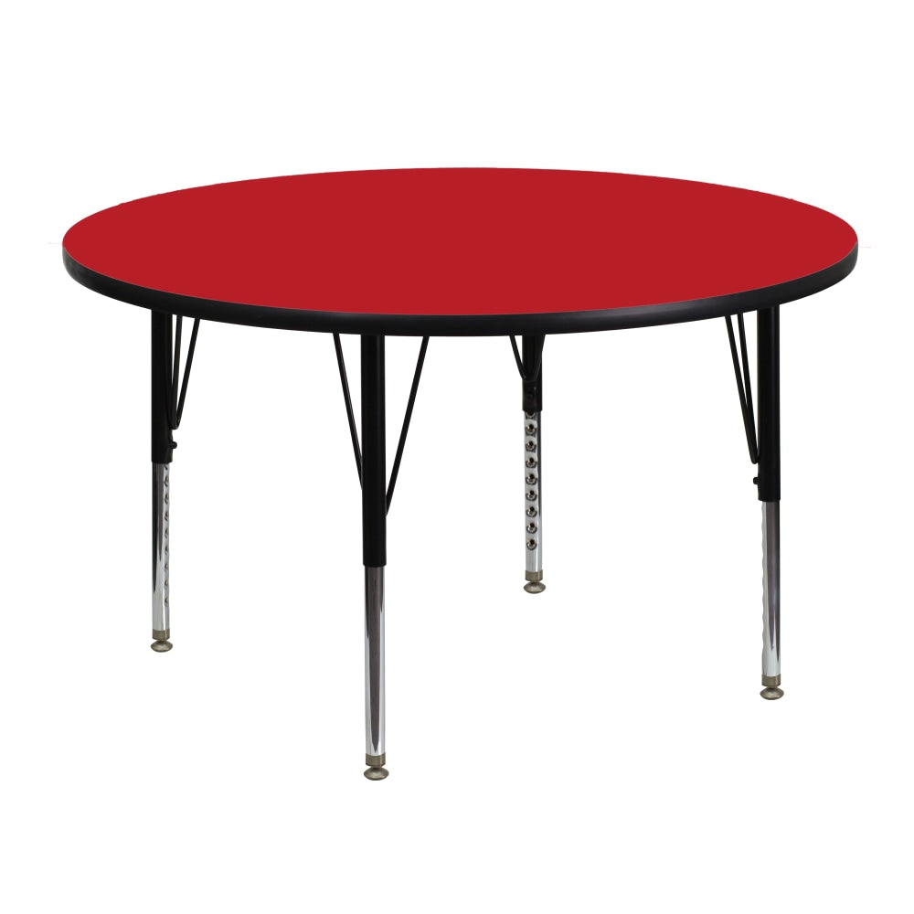 Flash Furniture 48in Round HP Laminate Activity Table With Short Height-Adjustable Legs, Red