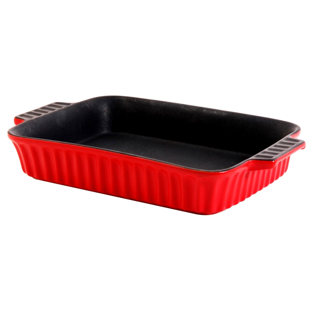 Crock-Pot Denhoff Non-Stick Ribbed Casserole Dish, 10in, Red