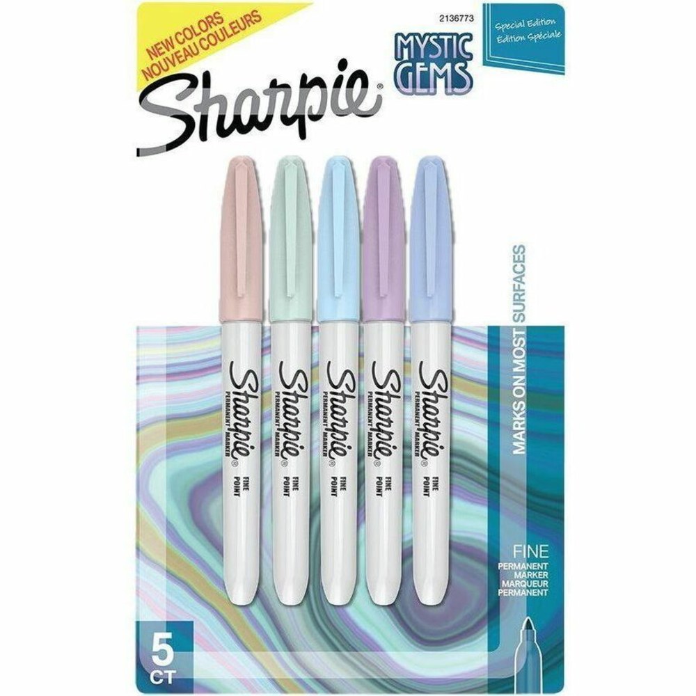 Sharpie Mystic Gems Permanent Markers - Fine Marker Point - Assorted - 5 / Pack