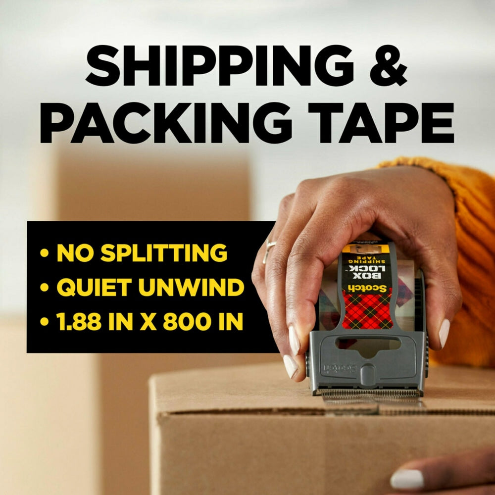 Scotch Box Lock 195 Packing Tape, 1-15/16in x 22-1/4 Yd, Clear