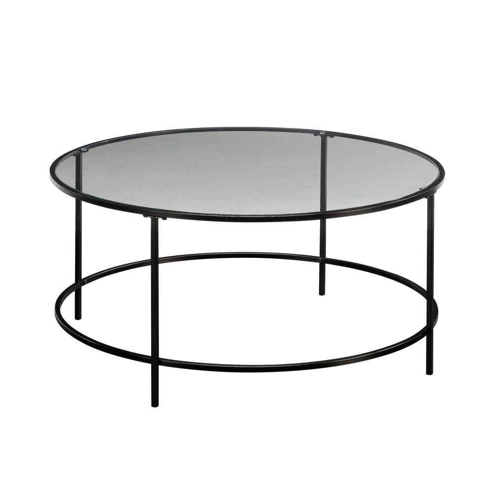 Sauder Harvey Park Round Coffee Table, 16-1/2inH x 36inW x 36inD, Black/Clear