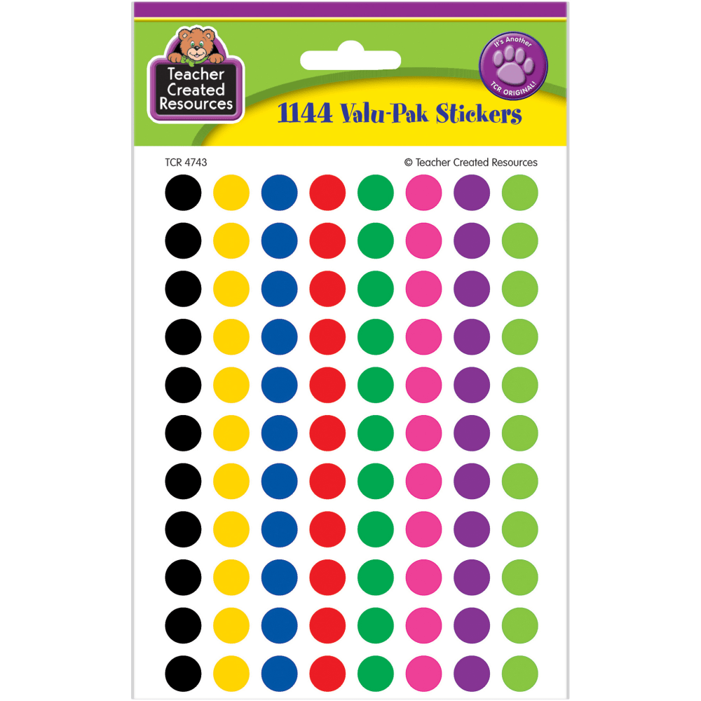 Teacher Created Resources Mini Stickers, Colorful Circles, 1,144 Stickers Per Pack, Set Of 6 Packs