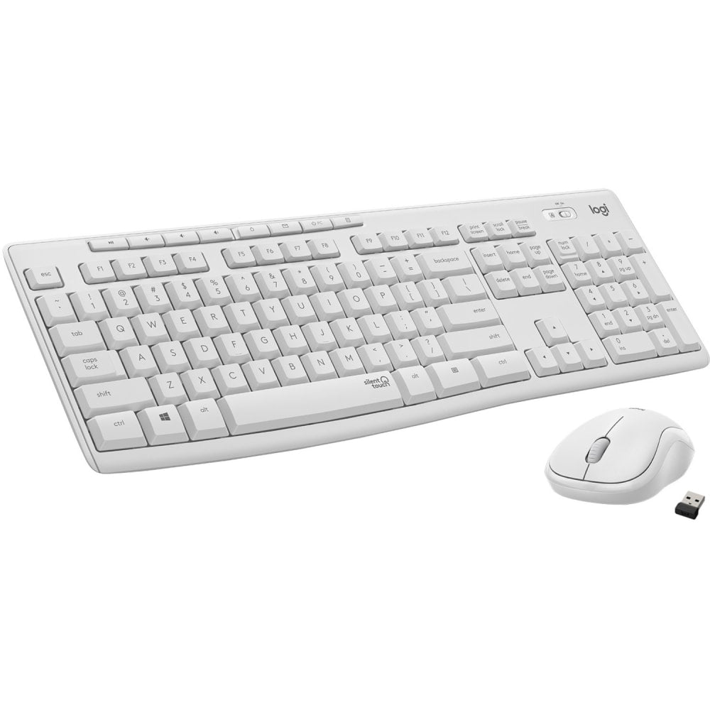 Logitech MK295 Silent Wireless Combo - USB Wireless Wi-Fi/RF - Off White - USB Wireless Wi-Fi Mouse - Off White - AA, AAA - Compatible with Computer for Windows, ChromeOS