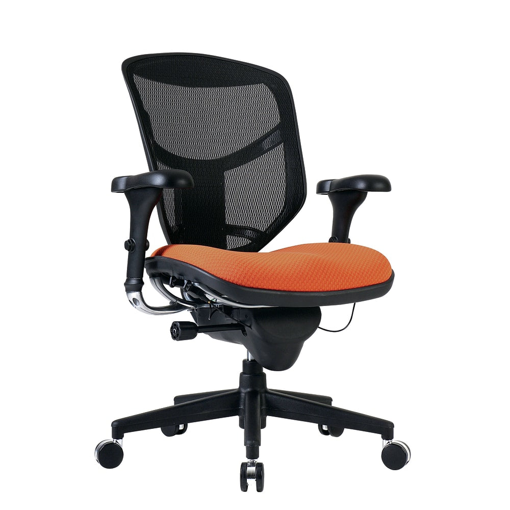 WorkPro Quantum 9000 Series Ergonomic Mesh/Premium Fabric Mid-Back Chair, Black/Tangerine, BIFMA Compliant