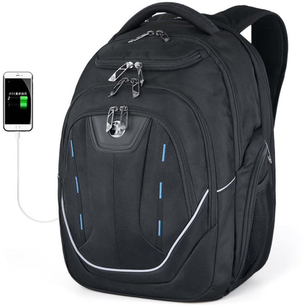 SwissDigital Terabyte Business Backpack With 15.6in Laptop Pocket, Black/Blue