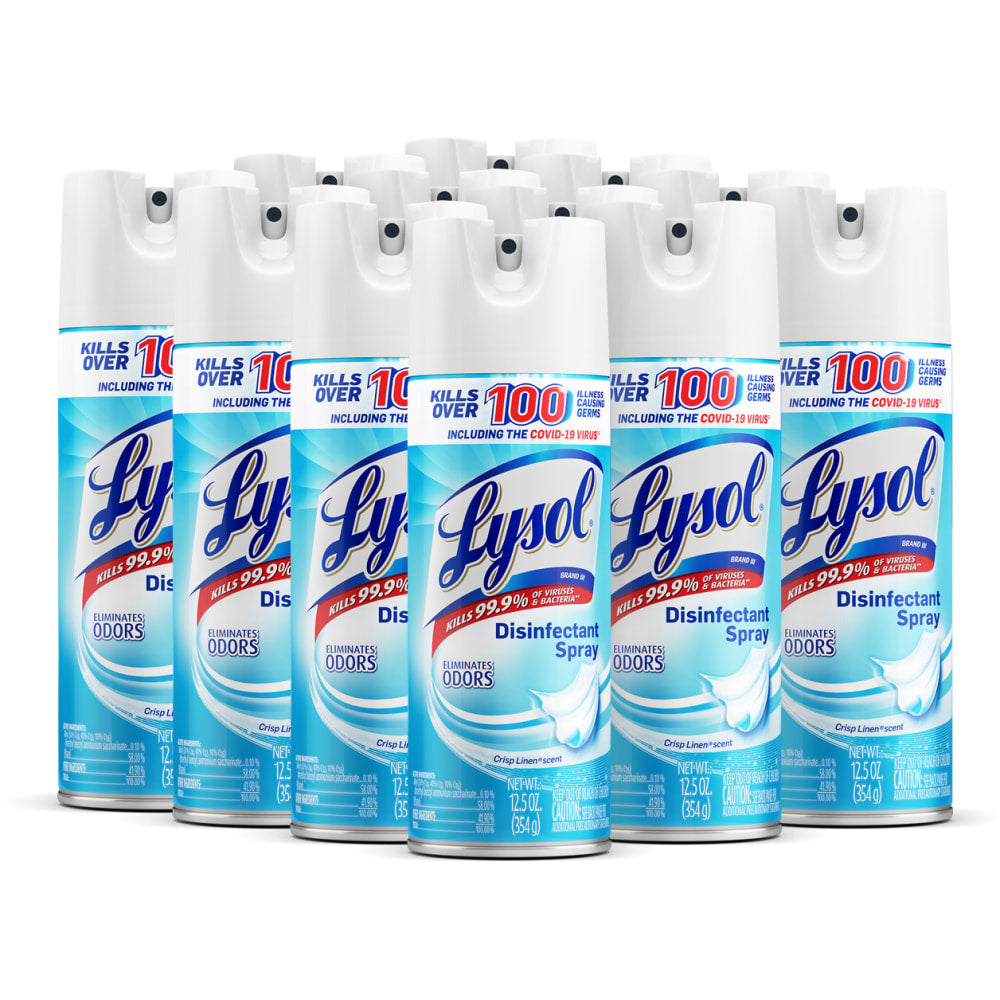 Lysol Disinfectant Spray, Crisp Linen Scent, 12.5 Oz Bottle, Case Of 12