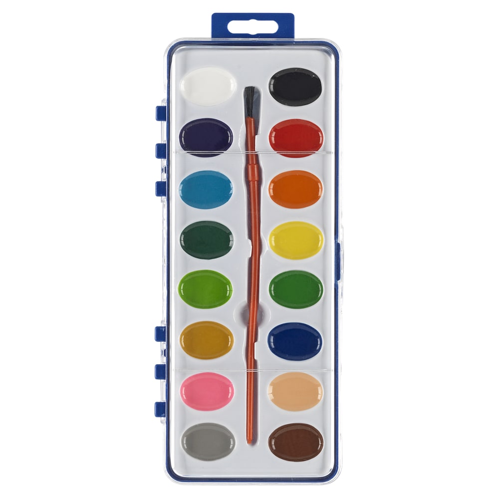 Scholastic 16-Color Watercolor Paint Set With Brush