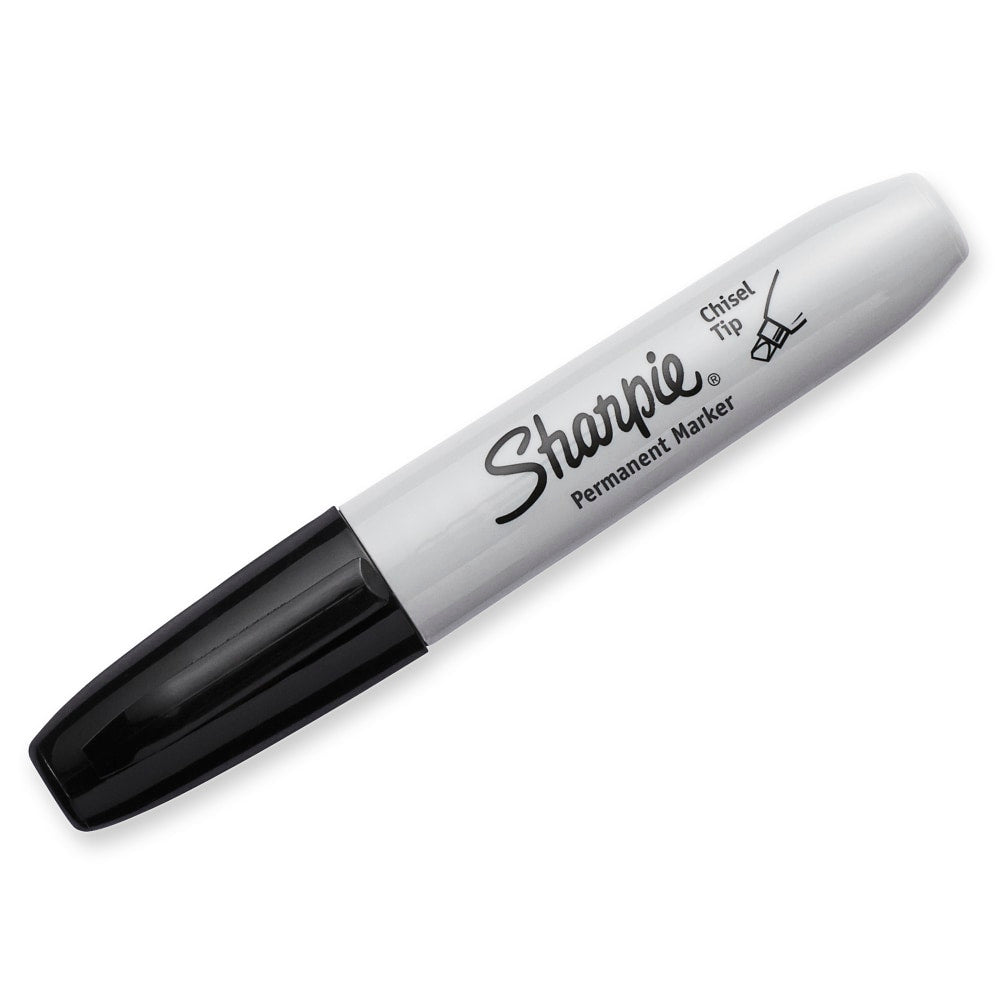 Sharpie Permanent Markers, Chisel Tip, Black Ink, Pack Of 4 Markers