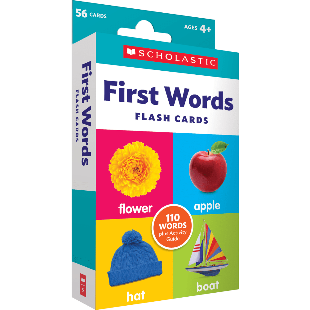 Scholastic First Words Flash Cards, 6-1/4inH x 3-5/16inW, Pre-K, Pack Of 56 Cards