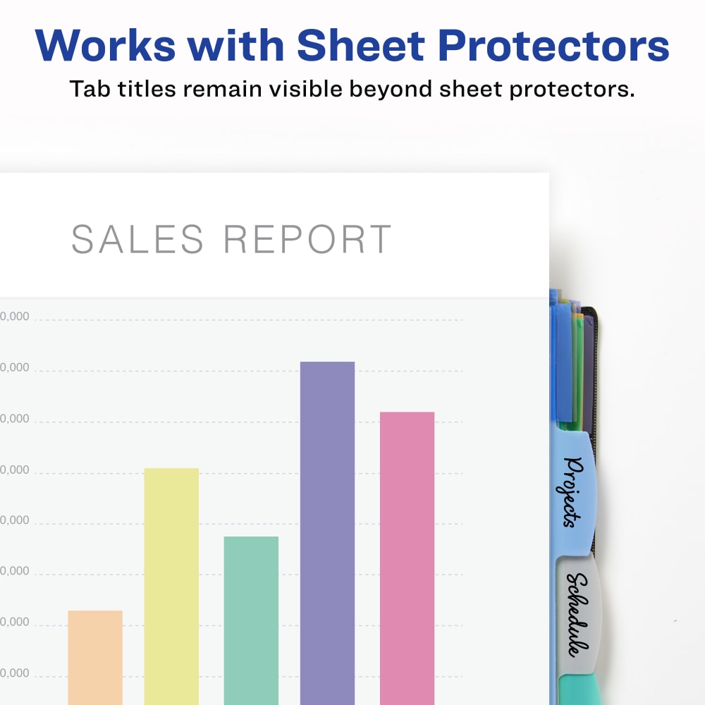 Avery Corner Lock Write & Erase Plastic Dividers With Expandable Pockets, 9-1/4in x 11-1/4in, Multicolor, Set Of 5 Tabs