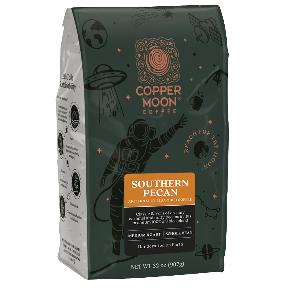 Copper Moon Coffee Whole Bean Coffee, Southern Pecan, 2 Lb Per Bag, Carton Of 4 Bags