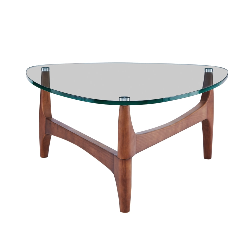 Eurostyle Ledell Coffee Table, 15-4/5inH x 35-2/5inW x 35-2/5inD, Walnut/Clear