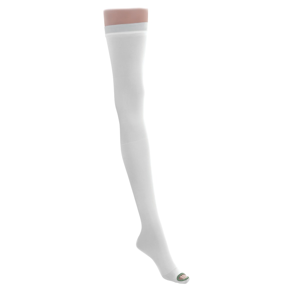 Medline EMS Nylon/Spandex Thigh-Length Anti-Embolism Stockings, X-Large Regular, White, Pack Of 6 Pairs